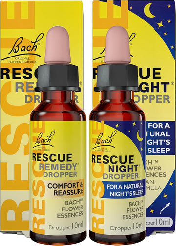 Rescue Remedy Day & Night Dropper Bundle (2 X 10Ml), Support In Times Of Emotional Demand For A Natural Night'S Sleep And Promotes Calm, Natural Emotional Wellness, Flower Essences
