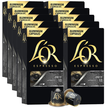 L'Or Onyx Espresso Pods Compatible With *Nespresso Machine Original Line & L'Or Barista System - 100 Aluminum Coffee Pods Intensity 12, 10 Count (Pack Of 10)
