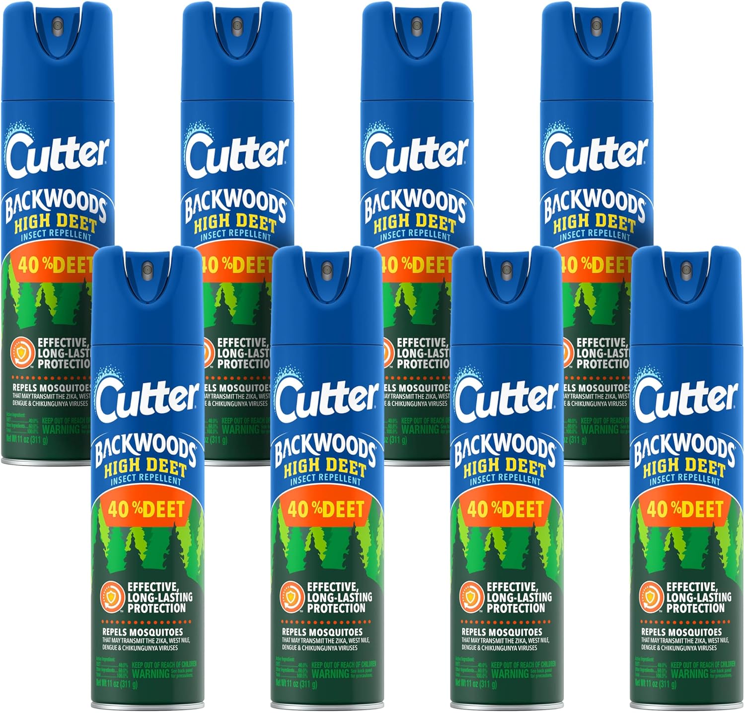 Cutter Backwoods High Deet Insect Repellent, Mosquito Repellent, 40% Deet, 11 Ounce (Pack Of 8) (Aerosol Spray)