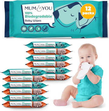 Mum & You Baby Wipes Multipack - 1,680 Biodegradable Wet Wipes (30 Packs) | 99.4% Water Wipes For Sensitive Newborn Skin | Baby Wipes Bulk, Bum Wipes, Wet Tissue, Eco-Friendly Wet Wipes Baby