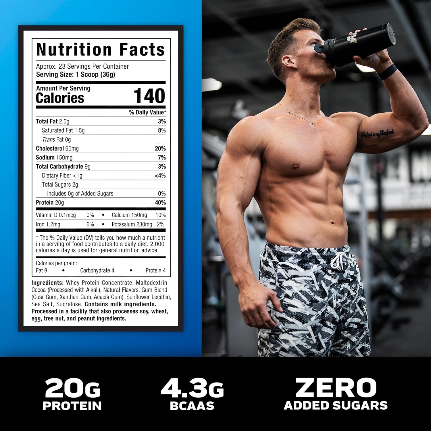 MuscleTech Grass Fed Whey Protein Powder for Muscle Gain, Growth Hormone Free, Non-GMO, Gluten Free, 20g Protein + 4.3g BCAA, Triple Chocolate, 1.8 lbs : Health & Household