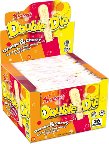 Swizzels Orange And Cherry Double Dip Sherbet Sweets 36 Sachets Of Fizzy Fun