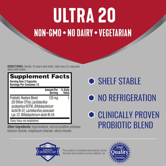 Multi-Strain Support Probiotics Capsules, Digestive Advantage Ultra 20 (24 Count In A Box) - Supports Digestive And Immune Health (Packaging May Vary)