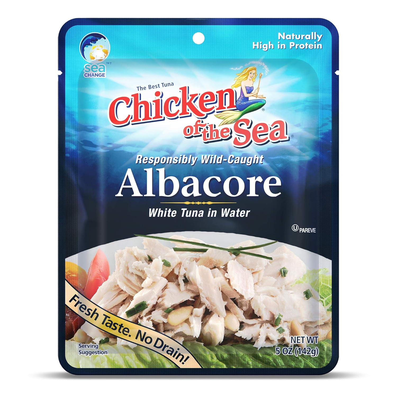 Chicken of the Sea Albacore Tuna in Water Packet, Wild Caught, 5-Ounce Packets (Pack of 1)