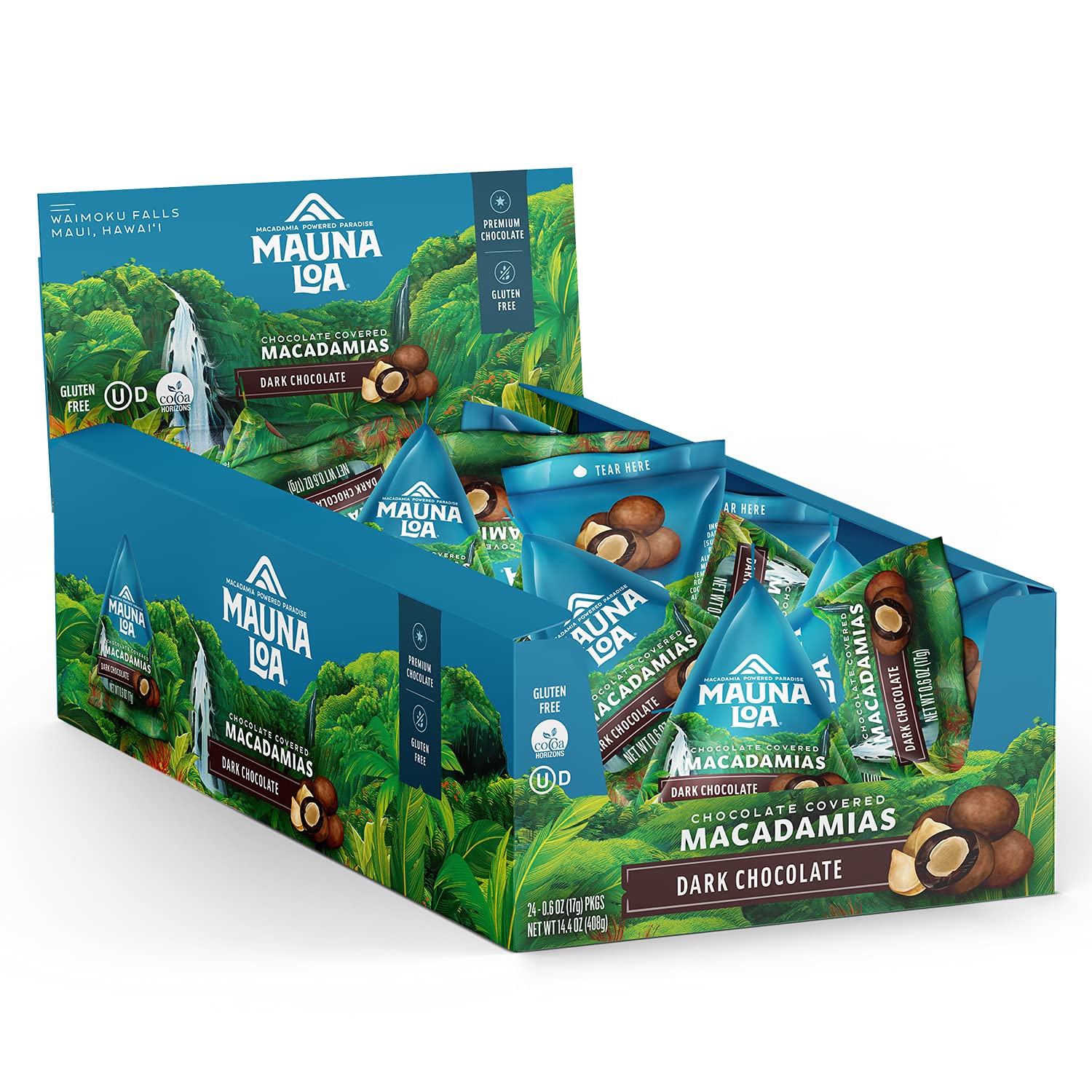 Mauna Loa Premium Hawaiian Chocolate Covered Macadamia Nuts, Dark Chocolate, Cocoa Dusted, 6 Oz Bag (Pack Of 24)