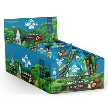 Mauna Loa Premium Hawaiian Chocolate Covered Macadamia Nuts, Dark Chocolate, Cocoa Dusted, 6 Oz Bag (Pack Of 24)