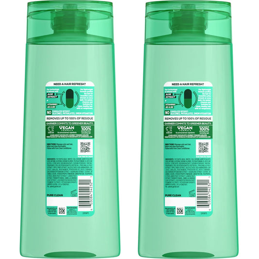 Garnier Fructis Pure Clean Purifying Shampoo, Silicone-Free, 22 Fl Oz, 2 Count (Packaging May Vary)