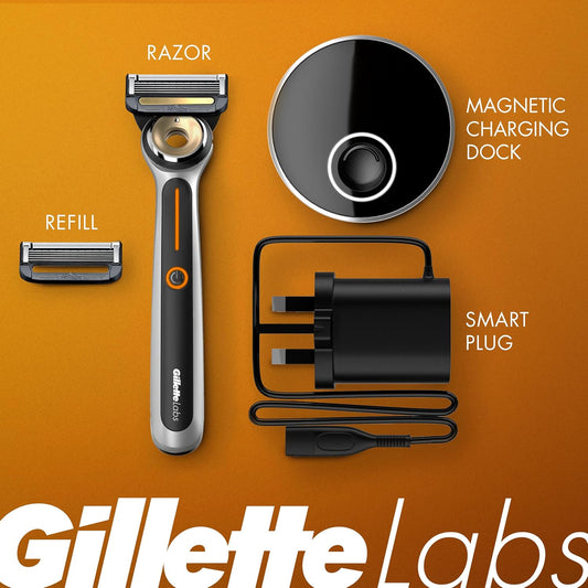 Gillettelabs Heated Razor Starter Kit - 1 Handle, 2 Blade Refills, 1 Charging Dock