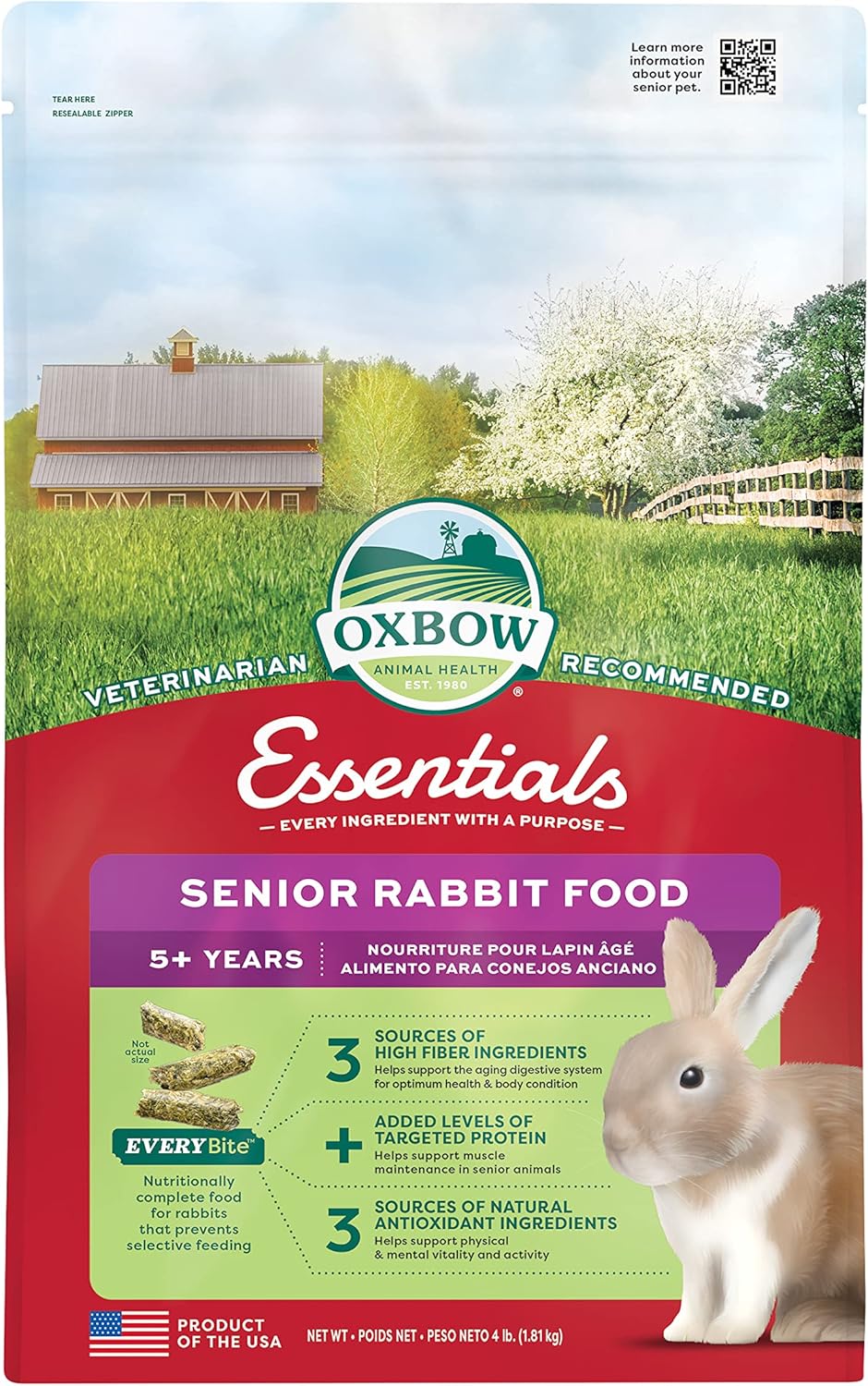 Oxbow Animal Health Essentials Senior Rabbit Food - 4 Lb