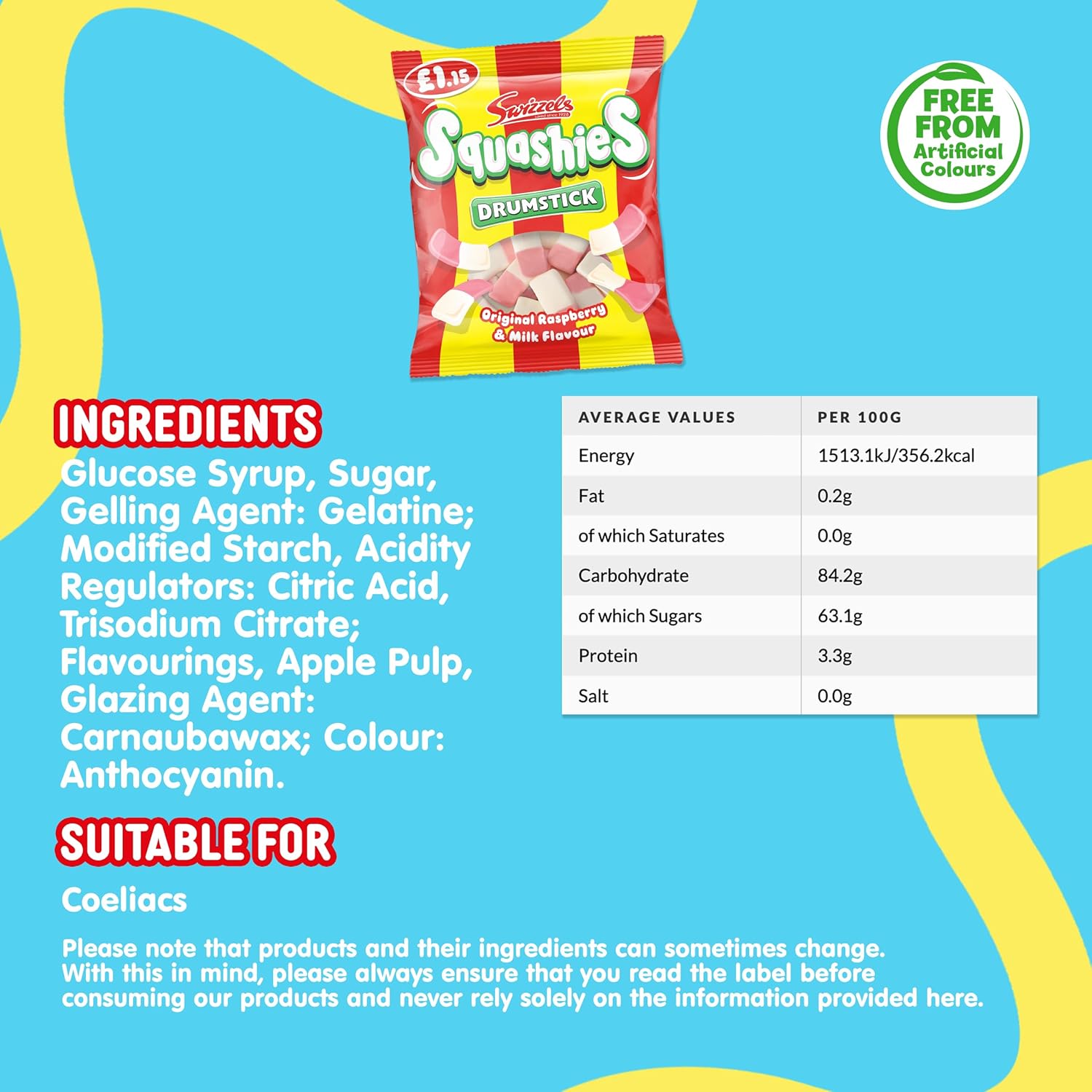 Swizzels Drumstick Squashies Original Sweets - Raspberry and Milk Flavour Foam Gum Sweets (Price Marked) Single Pack 120g : Amazon.co.uk: Grocery