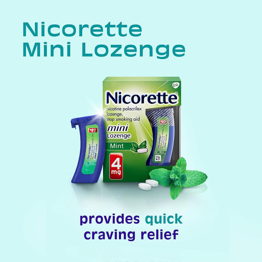 Nicorette 4 mg Mini Nicotine Lozenges to Help Stop Smoking - Mint Flavored Stop Smoking Aid, 2-Pack, 81 Count, Plus Advil Dual Action Coated Caplets with Acetaminophen, 2 Count