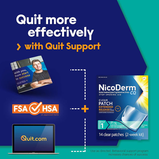 Nicoderm Cq 21 Mg Step 1 Nicotine Patches To Help Quit Smoking With Behavioral Support Program - Stop Smoking Aid, 14 Count