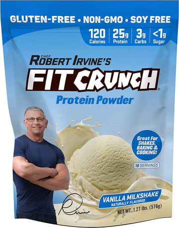 Fitcrunch Tri-Blend Whey Protein, Keto Friendly, Low Calories, High Protein, Gluten Free, Soy Free (18 Servings, Vanilla Milkshake)