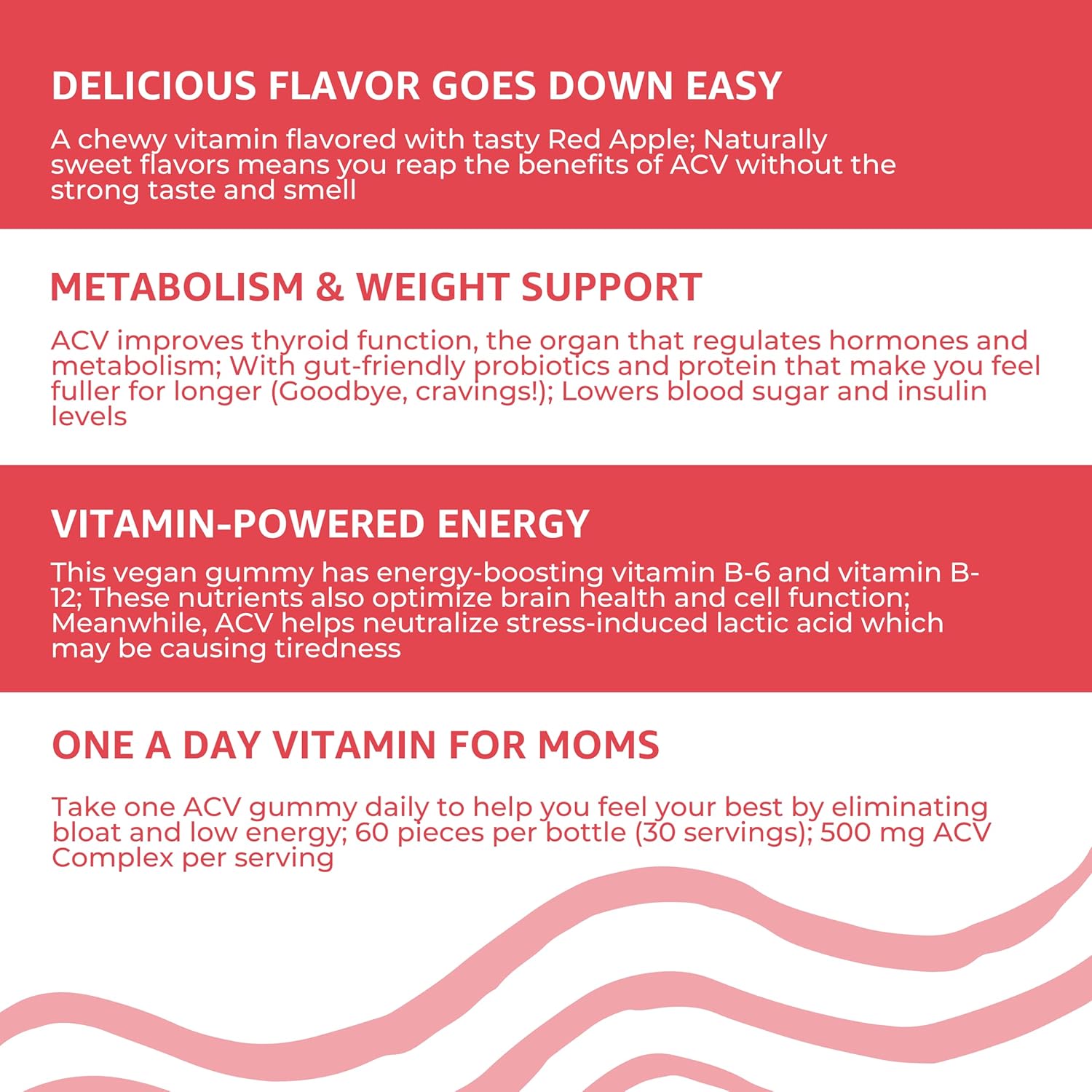 Baby Blues Apple Cider Vinegar Gummies - Vegan, Non-Gmo & Gluten-Free, Postpartum Dietary Supplement With Both Vitamin B-6 & B12, 60 Pieces Per Bottle : Health & Household