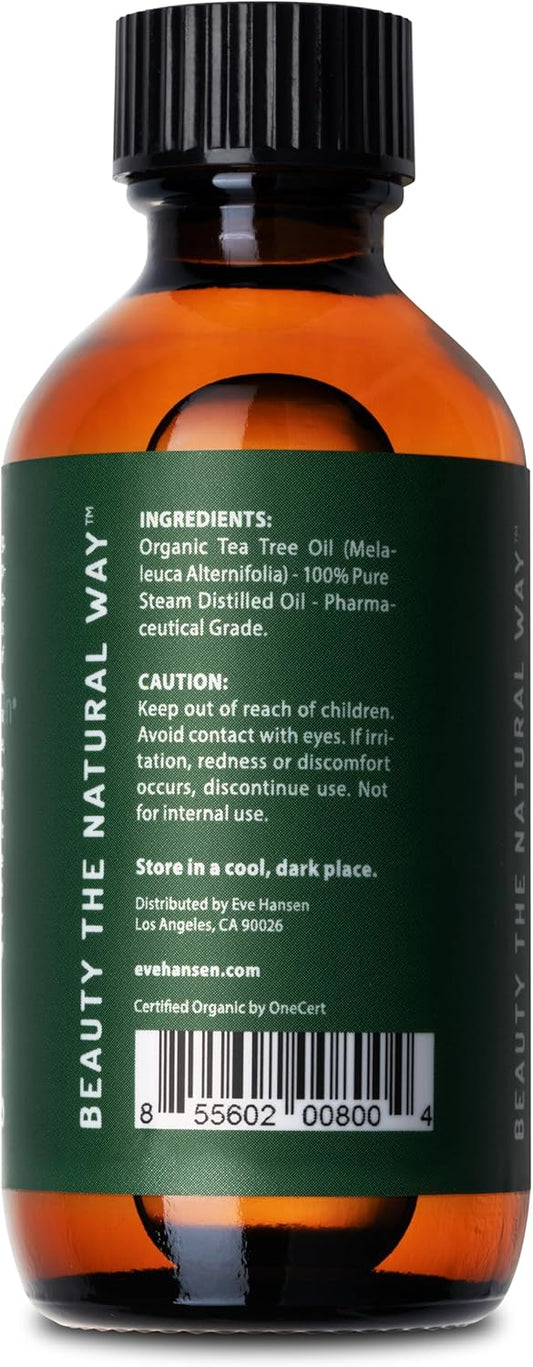 Eve Hansen Organic Tea Tree Essential Oil (2Oz) | 100% Melaleuca Alternifolia Pure Tea Tree Oil For Skin, Scalp, Nails, Cuticles, Aromatherapy Diffusers, Household And Diy Uses