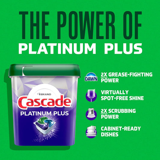 Cascade Platinum Plus Dishwasher Pods, Dish Detergent Actionpacs, Clean Lemon, 21 Count