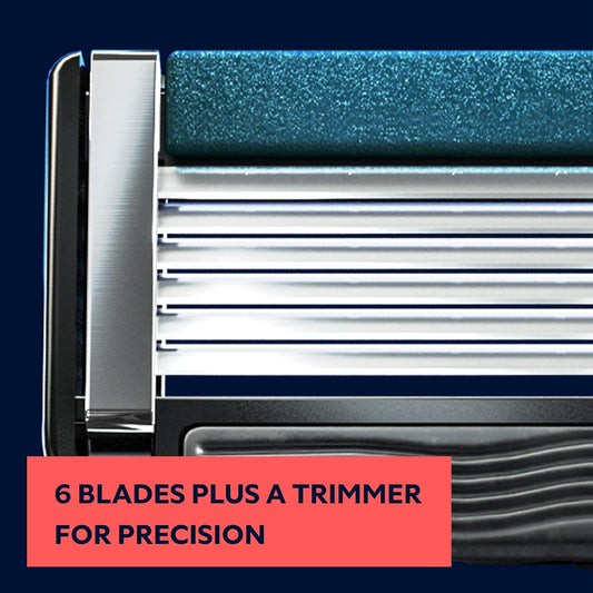 Dollar Shave Club | 6 Blade Club Series Razor Refill Cartridges, 16 Count | Precision Cut Stainless Steel Blades With A Built-In Trimmer Blade | Not Compatible With Heritage/Executive Razor Handles