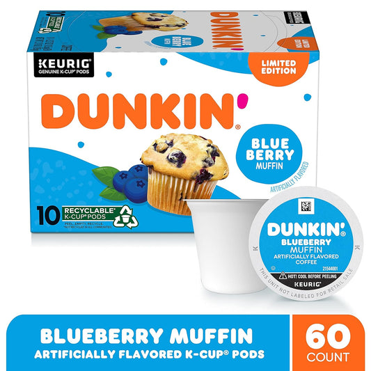Dunkin' Blueberry Muffin Flavored Coffee, 60 Keurig K-Cup Pods