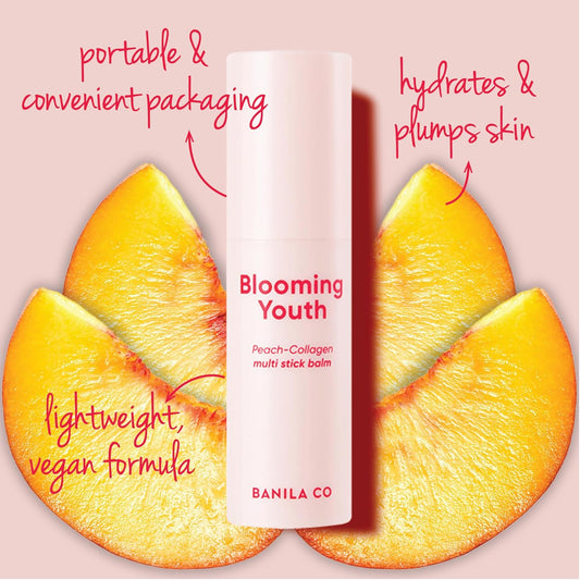 Banila Co Blooming Youth Multi-Balm Stick For Hydration On The Go - Wears Beautifully Under Or Over Make-Up - Made With Peach Collagen And Hylauronic Acid