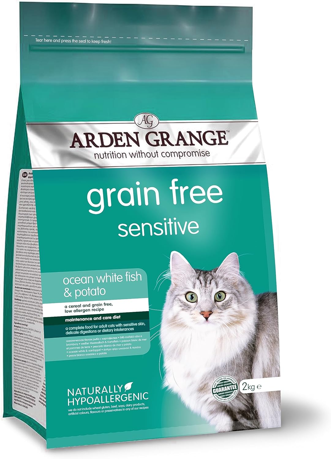 Arden Grange Adult Dry Cat Food Sensitive, Fish, 2 Kg :Pet Supplies