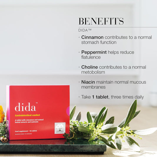 New Nordic Dida, 1 Month Supply, Natural Food Supplement With Peppermint And Cinnamon, Supports Normal Digestion And Reduces Bloating, 90 Tablets