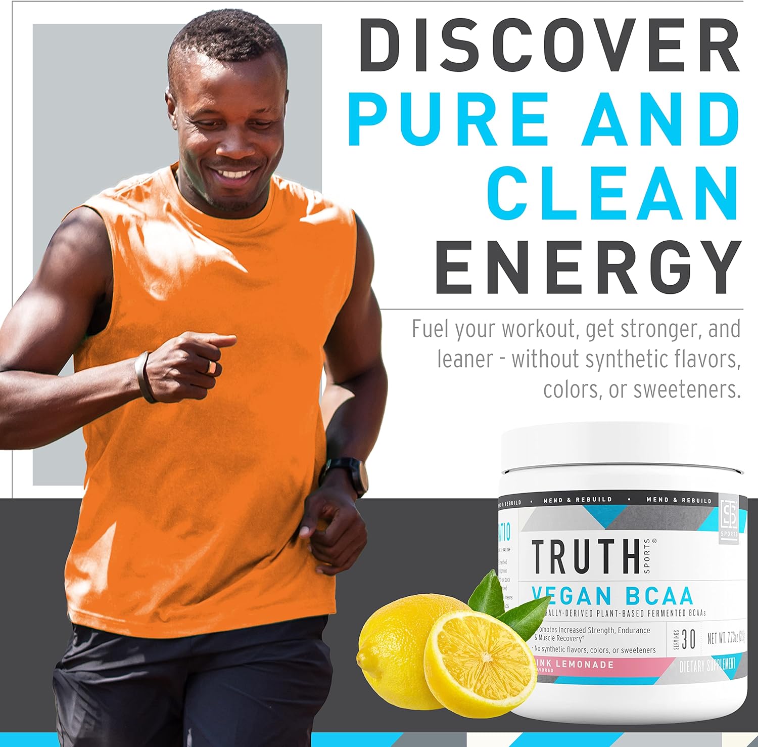 Truth Nutrition Vegan BCAA Powder- 2:1:1 Ratio Natural BCAAs Amino Acids Powder for Energy, Muscle Building, Post Workout Recovery Drink for Muscle Recovery (Pink Lemonade, 30 Servings) : Health & Household