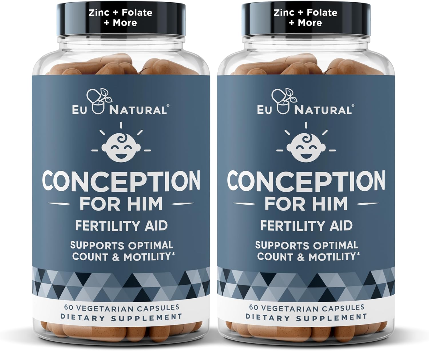 Conception For Him – Fertility Supplements For Men, Male Fertility Support & Prenatal – Optimal Sperm Count, Motility Strength – Ashwagandha, Folate Folic Acid, Magnesium, Zinc – 120 Veg Soft Capsules