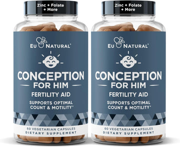 Conception For Him – Fertility Supplements For Men, Male Fertility Support & Prenatal – Optimal Sperm Count, Motility Strength – Ashwagandha, Folate Folic Acid, Magnesium, Zinc – 120 Veg Soft Capsules