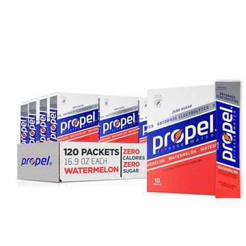 Propel Powder Packets. Watermelon With Electrolytes, Vitamins And No Sugar, 10 Count (Pack Of 12) - Packaging May Vary