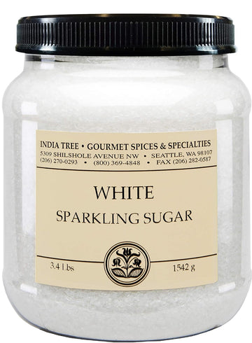 India Tree Sparkling White Sugar, 3.4 Pound Jar, Shimmery Sugar Sprinkles For Baking, Coffee And Decorating