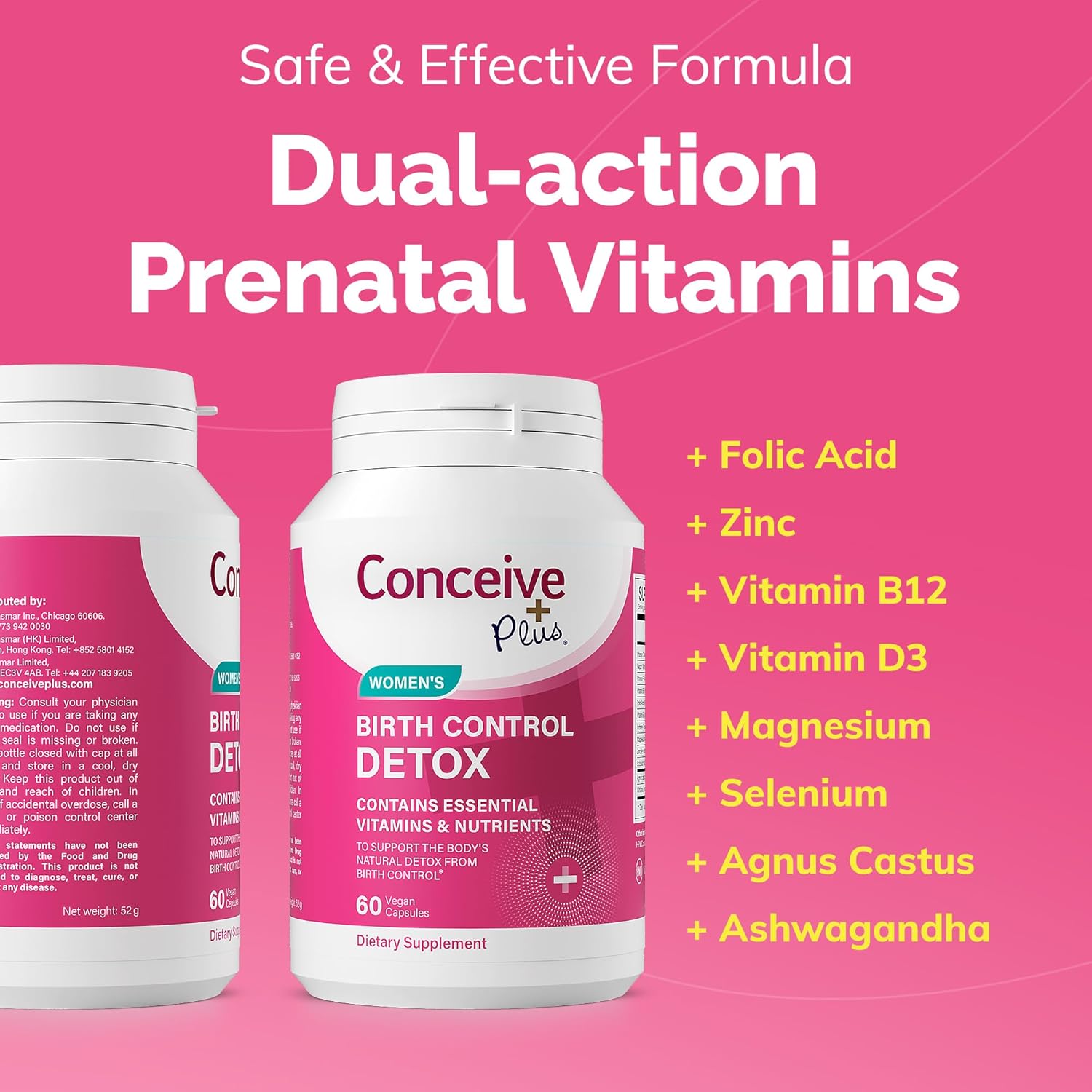 Conceive Plus Birth Control Detox Supplement - Prenatal Vitamins Best For Women - Support Hormone Balance & Ovarian Health - Essential For Women Trying To Conceive - Dietary Supplements - 60 Capsules : Health & Household