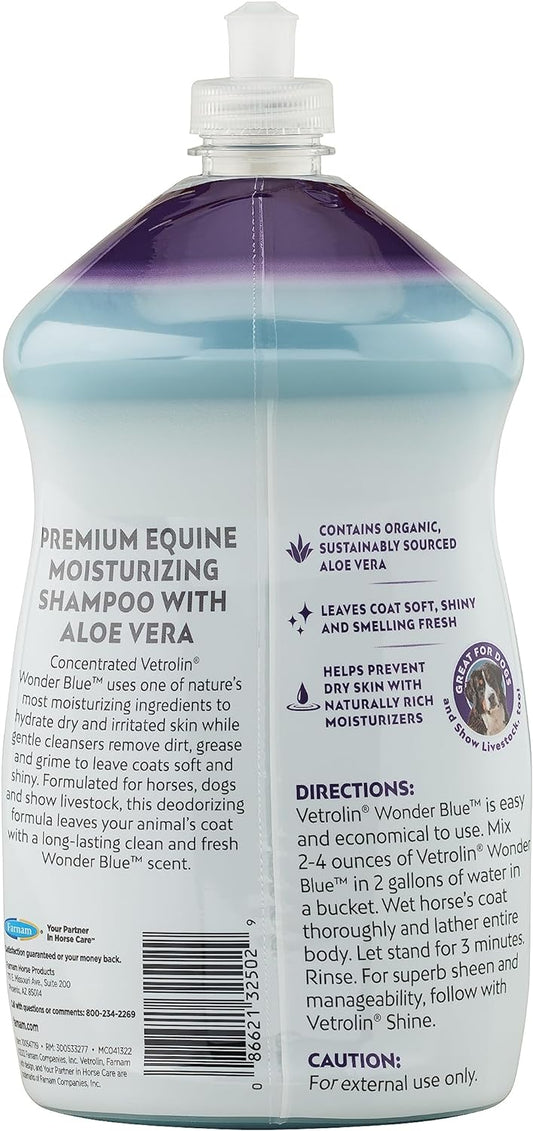 Farnam Vetrolin Wonder Blue Gentle Moisturizing Shampoo For Horses, Livestock And Dogs Blue 32