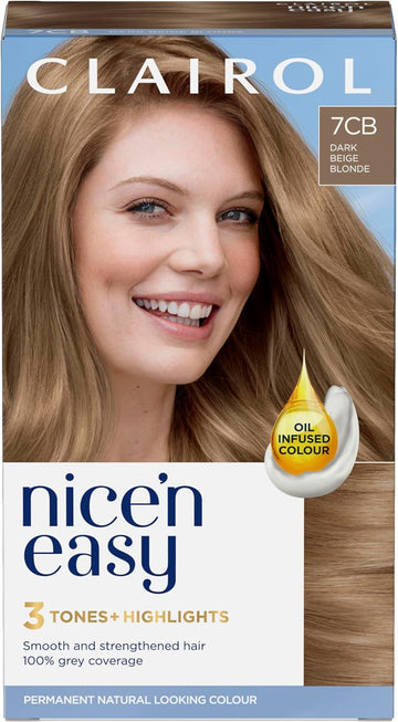 Clairol Nice'N Easy Crème, Natural Looking Oil Infused Permanent Hair Dye, 7Cb Cool Beige Blonde, New Name Same Shade