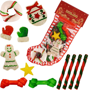 Mon2Sun 12Count Christmas Dog Rawhide Holiday Stocking For Small Dogs