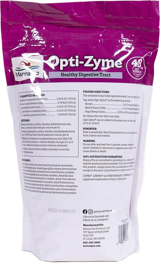 Manna Pro Corp 1000082 Manna Pro Opti-Zyme Microbial Digestive Supplement For Horse, 3-Pound, White