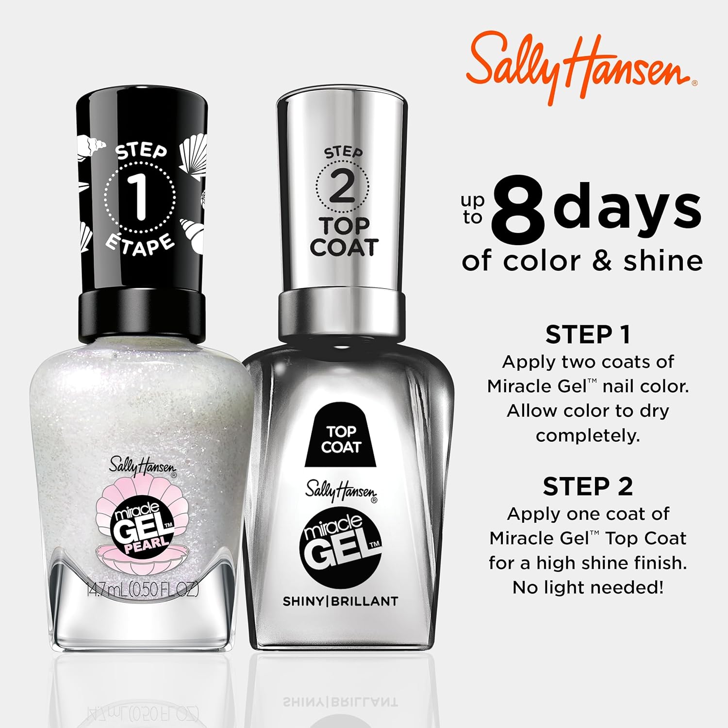 Sally Hansen Miracle Gel™, Pearls Moonlight Mist, Long Lasting, Gel-Like Formula, No UV Lamp Needed, White Nail Polish : Beauty & Personal Care