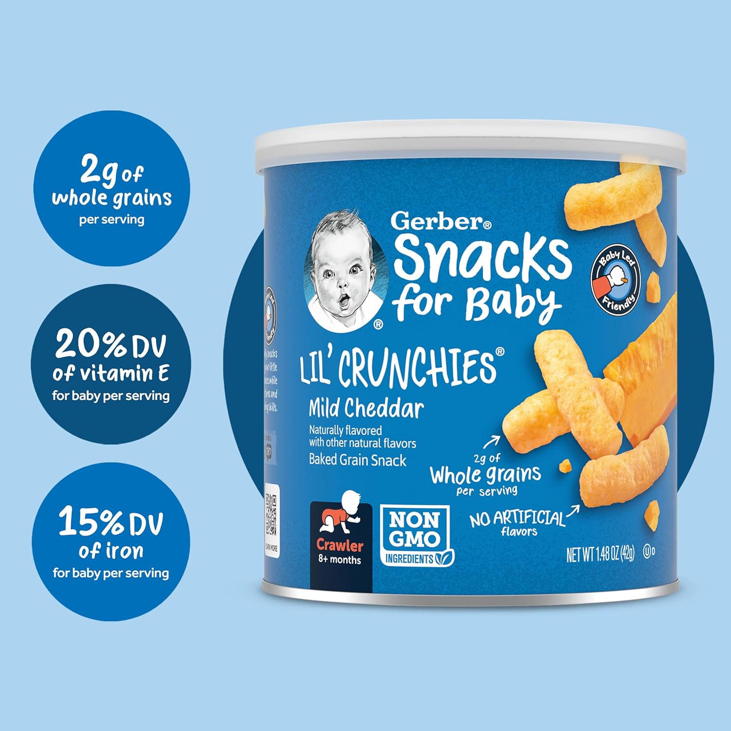 Gerber Snacks for Baby Lil Crunchies, Mild Cheddar, 1.48 Ounce (Pack of 6) : Baby Snack Foods : Everything Else