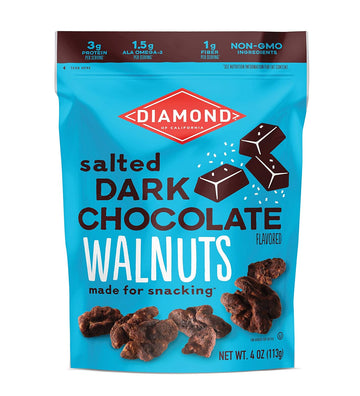 Diamond Of California Salted Dark Chocolate Snack Walnuts, 4 Oz, 4 Pack