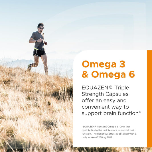 Equazen Triple Strength Capsules | Omega 3 & 6 Supplement | Blend Of Dha, Epa & Gla | Supports Brain Function | Suitable From 5 Years Old To Adults | 60 One-A-Day Capsules