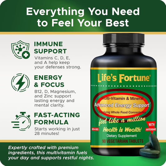 Life'S Fortune Liquid Multivitamin For Adults Men & Women, Teens – High Absorption Daily Vitamins – Trace Minerals, Amino Acids With Biotin, L-Arginine, Potassium – Tropical Flavor, Sugar Free, 32 Oz