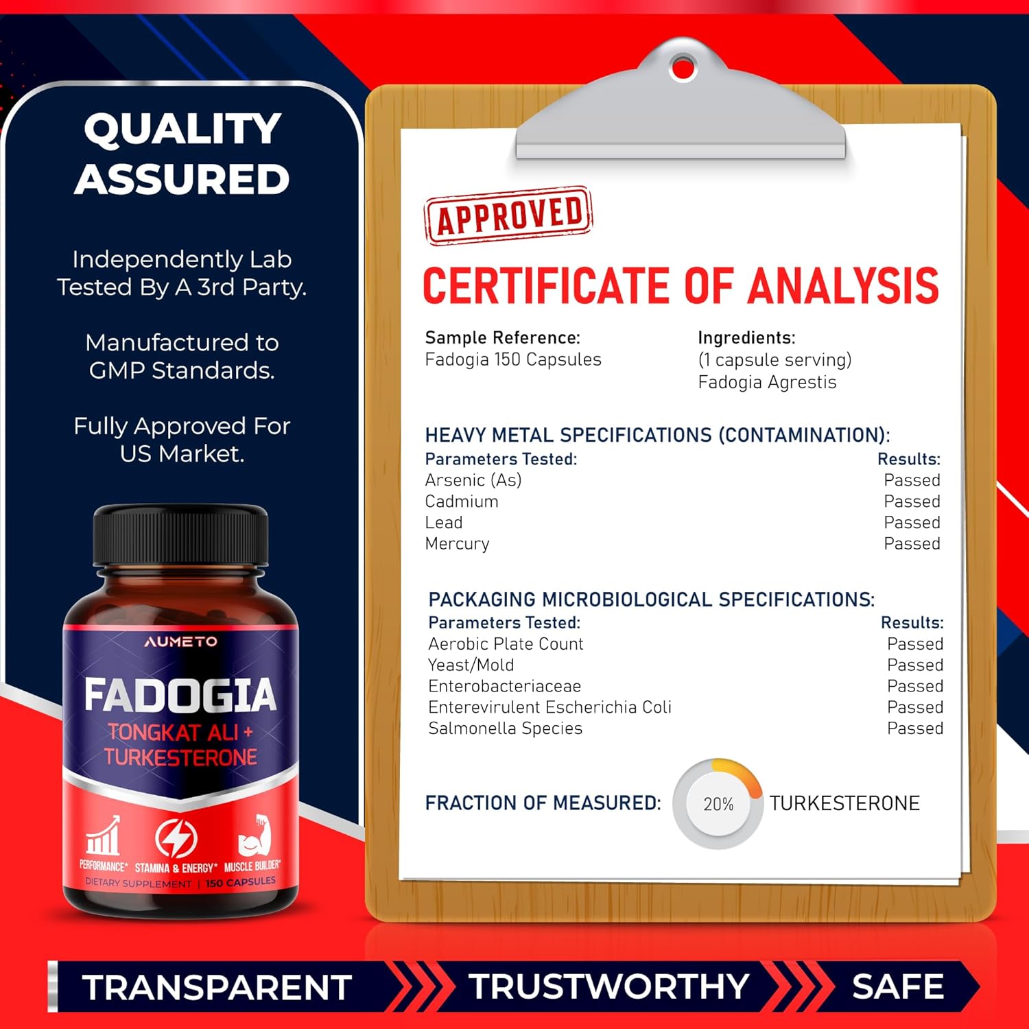 Fadogia Agrestis Supplement With Turkesterone Tongkat Ali Maca Root Panax Ginseng Vit D3 - Male Energy, Strength And Memory Support : Health & Household