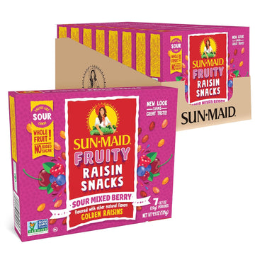 Sun-Maid Sour Mixed Berry Fruity Raisin Snacks - (56 Pack) 0.7 Oz Pouches - Sour Mixed Berry Raisins - Dried Fruit Snack For Lunches And Snacks