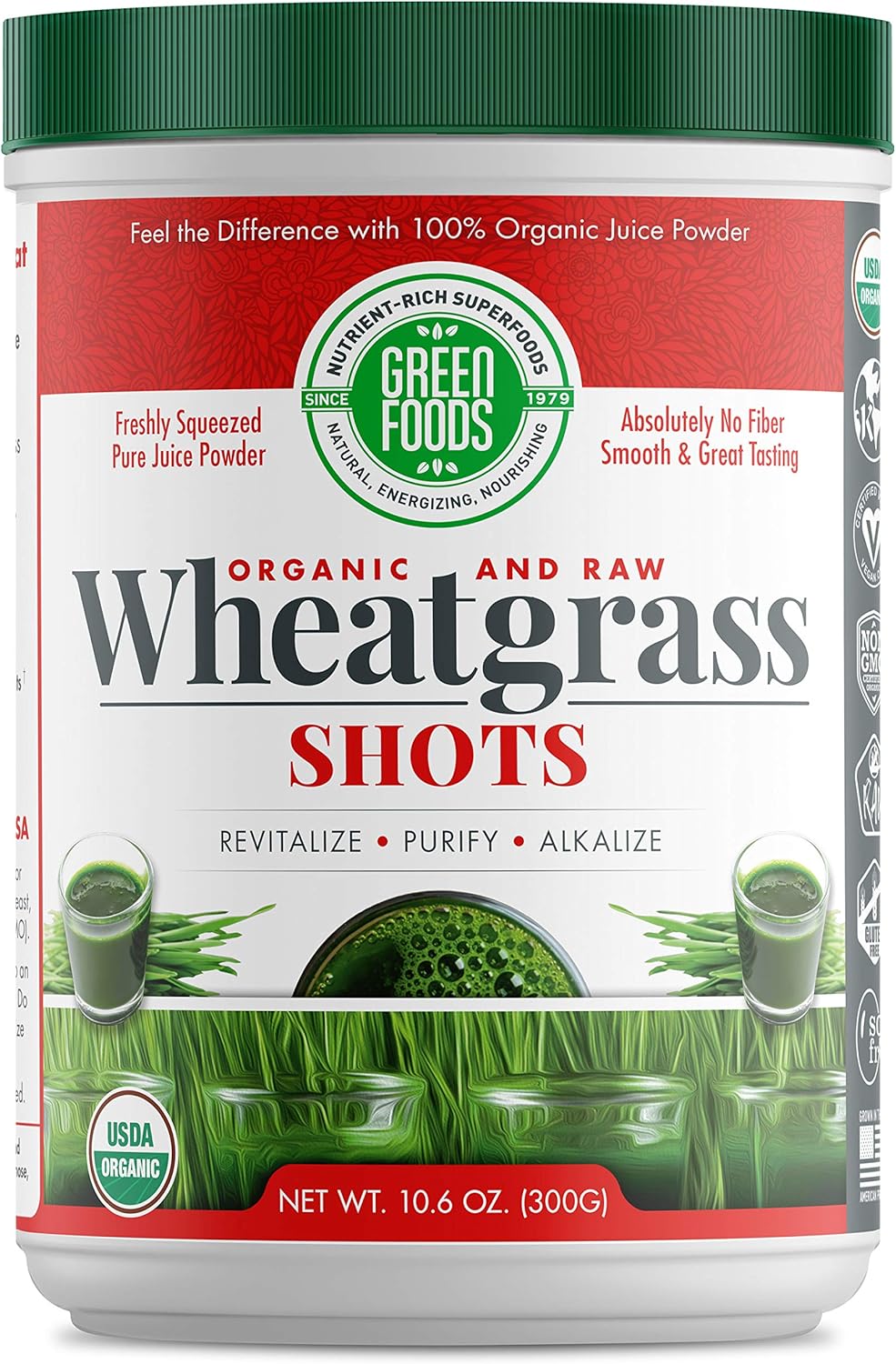 Green Foods Organic Wheat Grass Shots, 10.6 Ounce - Certified Organic, Kosher, Vegan, Raw, Gluten-Free, Soy-Free : Grocery & Gourmet Food