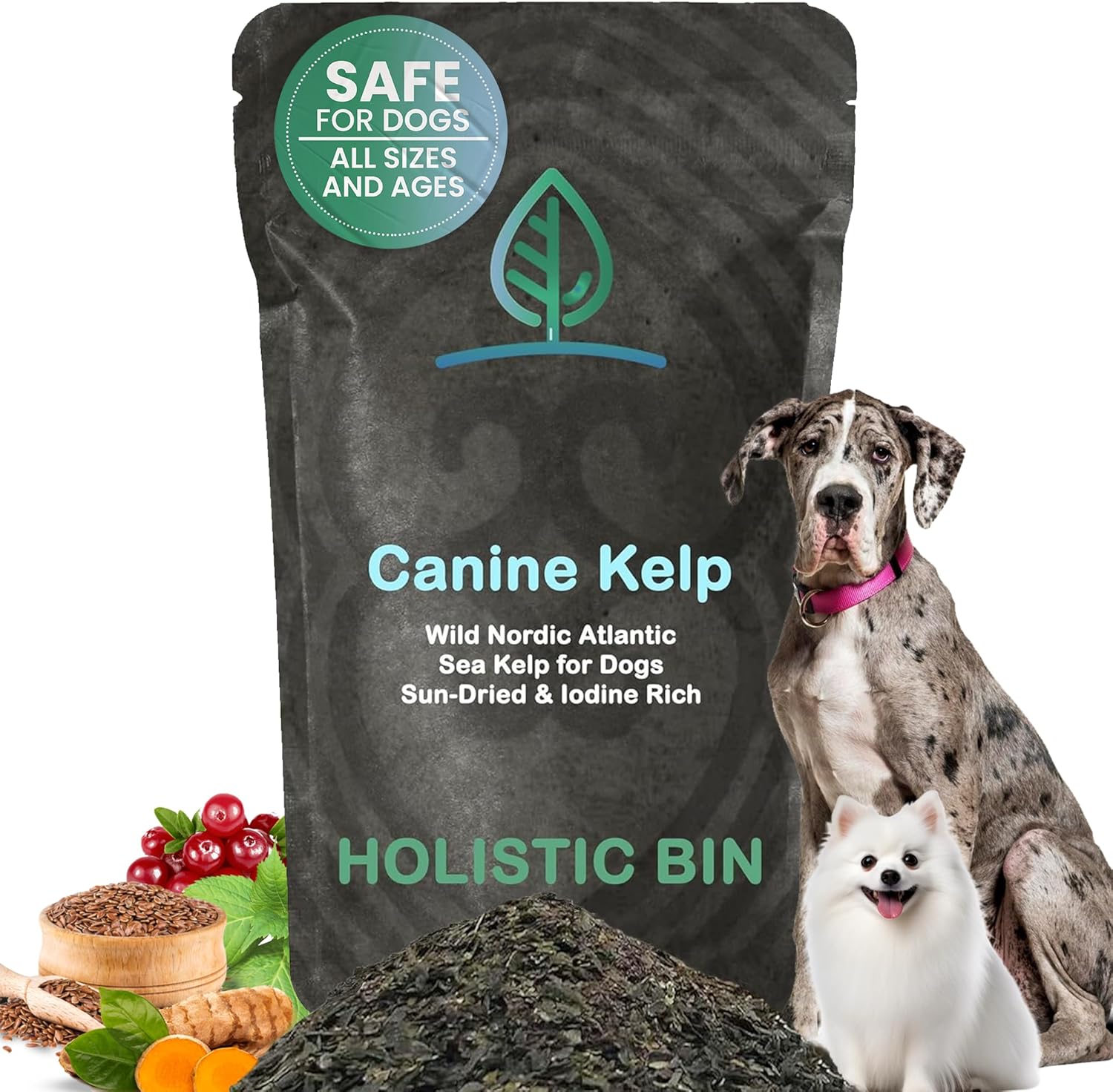 Canine Atlantic Sea Kelp For Dogs | All Natural Dog Food Topper For Digestive Health, Skin And Coat Health, And Immune Support | Rich In Vitamins, Minerals, And Calcium For Dogs (50G)