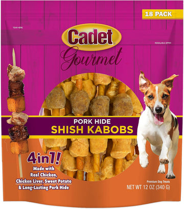 Cadet Gourmet Pork Hide Shish Kabob Dog Treats 5" (18 Count)