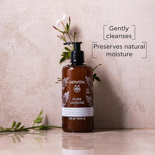 Apivita Pure Jasmine Shower Gel | Gently Cleanses, Hydrates & Preserves Skin'S Moisture With Jasmine & Propolis, 250 Ml / 8.45 Oz : Beauty & Personal Care