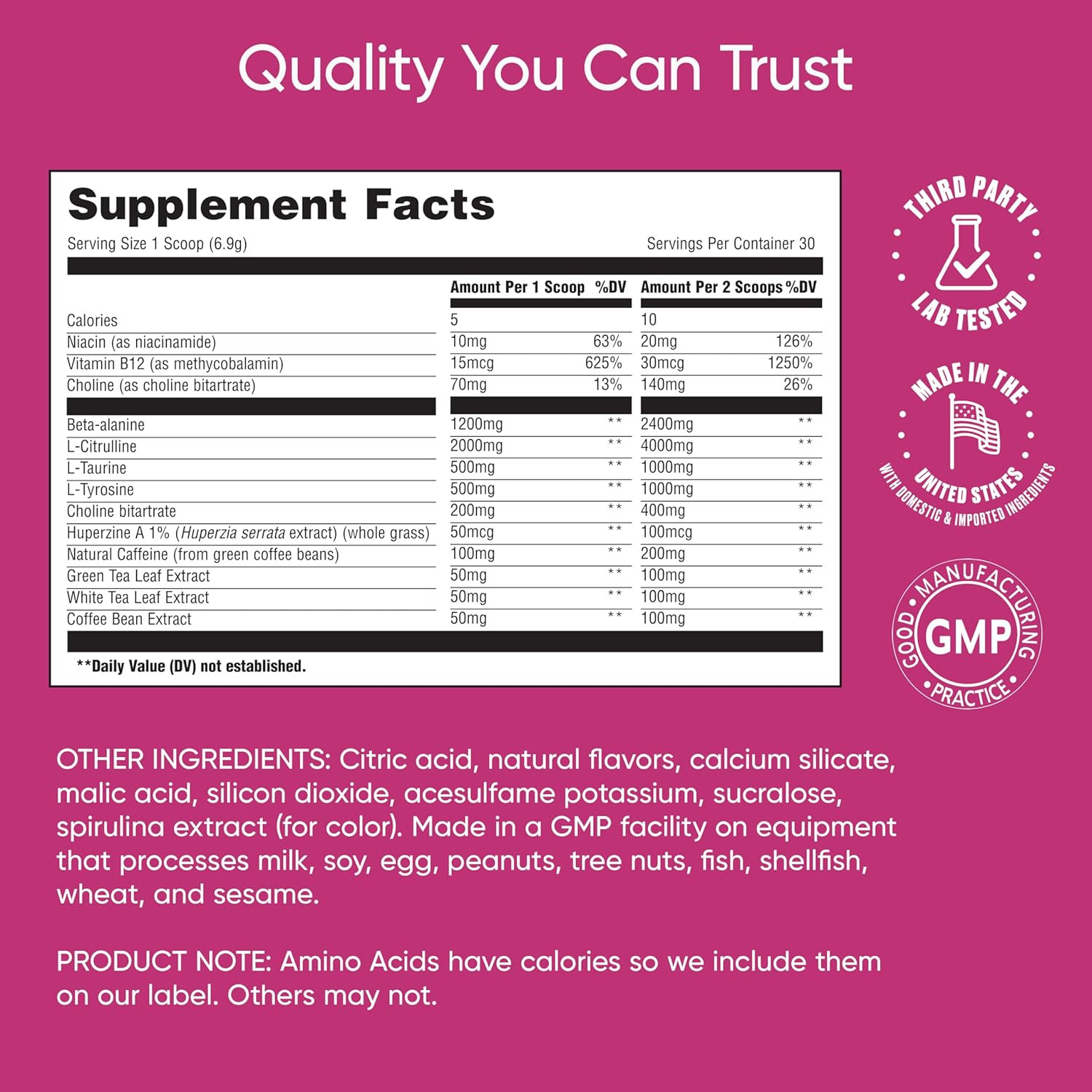 Universal U Boost & Focus Powder, Increase Energy And Cognitive Performance, Pre Workout, Custom Dosing, Vit B12, Niacin, Choline, L-Tyrosine, No Artificial Flavors, 30 Servings (Lemon Berry) : Health & Household