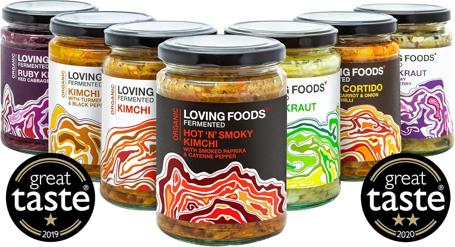 Loving Foods *Organic & Made In The Uk* Kimchi (475G) Raw, Unpasteurised & Bursting With Beneficial Live Bacteria (6 X Jars)