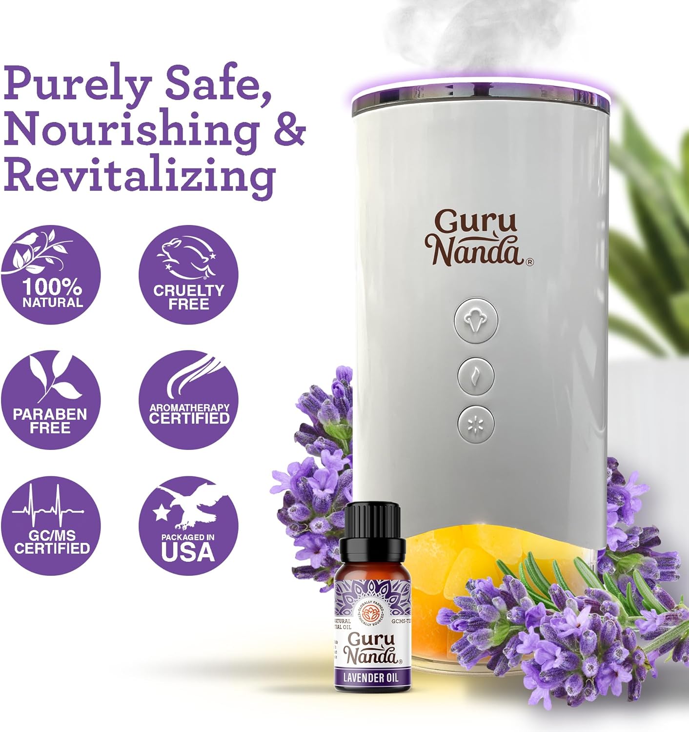 GuruNanda Lavender Essential Oil - 100% Pure, Natural and Undiluted Oil for Massage & DIY Recipes- Premium Diffuser Oil for Aromatherapy (Pack of 1 - 0.5 Fl Oz) : Health & Household