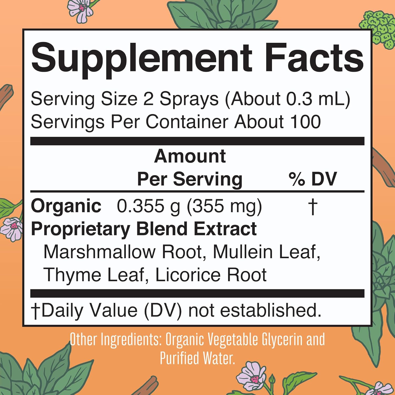 USDA Organic Throat Spray with Mullein Leaf by MaryRuth's | Marshmallow Root & Licorice Root & Thyme Leaf | 4 Herbal Blend | Non-GMO | Vegan | Gluten Free | 1 Fl Oz | Up to 100 Servings : Health & Household